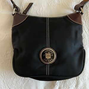 Dooney & Bourke Wayfarer Black Nylon & Brown Leather Small Crossbody Bag